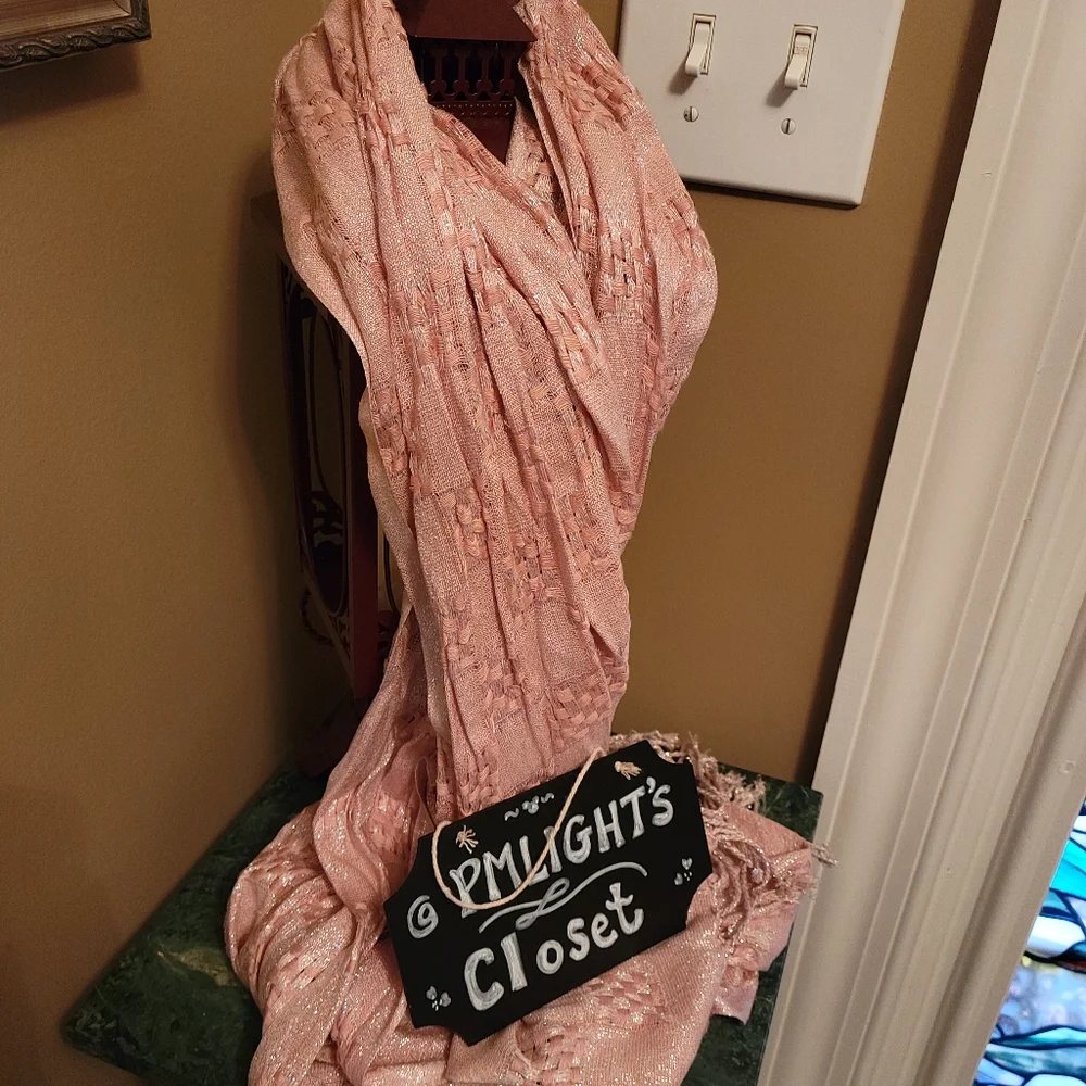 Krazy Kat New Pink and Silver Metallic Scarf Fringe